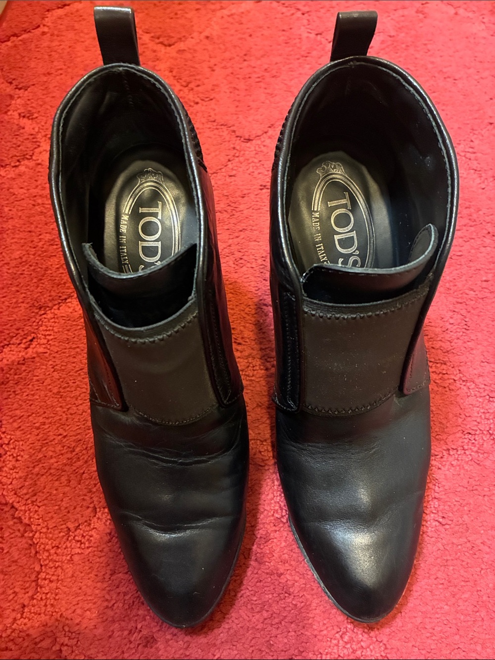 Tod's Black Leather Pointed Toe Ankle Booties